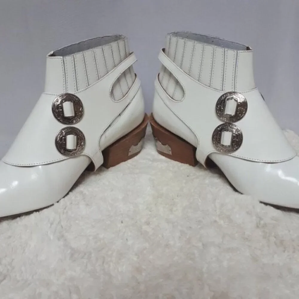 Toga Pulla White Harness Ankle Boots Western 37 - Picture 7 of 16
